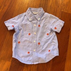 Janie and Jack Light Blue Shirt With Flowers size 6-12 months